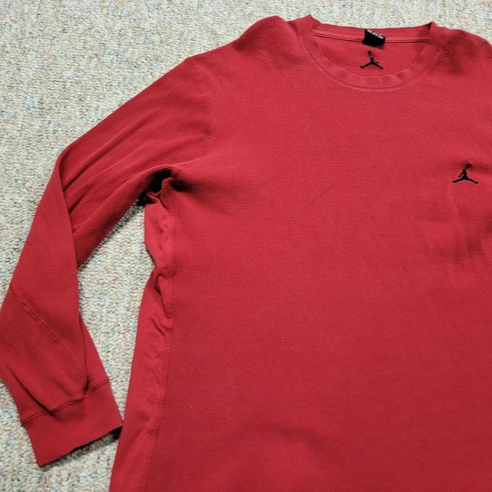 Nike Air Jordan Shirt Mens 3XL Red‎ Long Sleeve Waffle Knit Thermal Jumpman Logo
